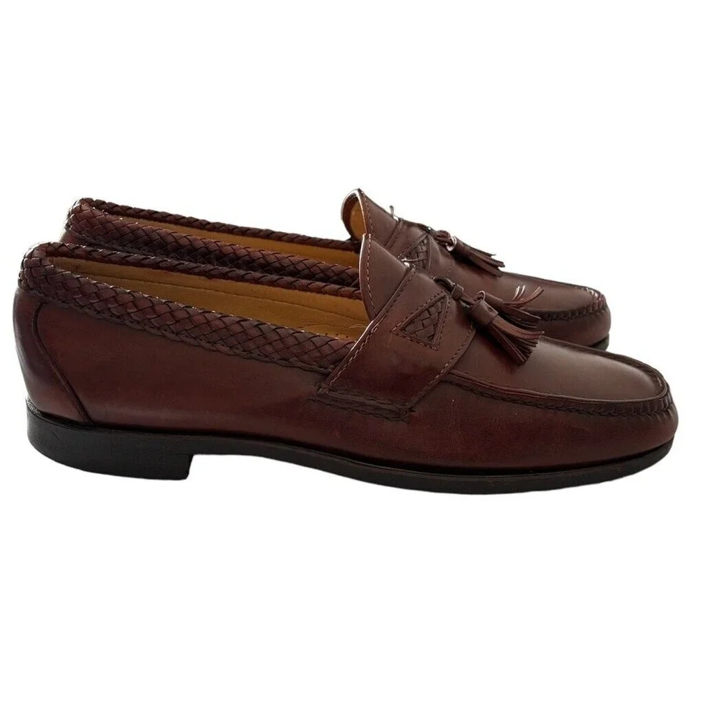 Allen Edmonds MAXFIELD Tassel Dress LOAFERS 10B BRAIDED LEATHER TRIM ITALY!
